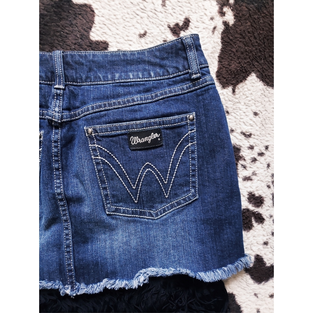 "WRANGLER" WOMEN'S FRINGE JEAN SKIRT - BLUE